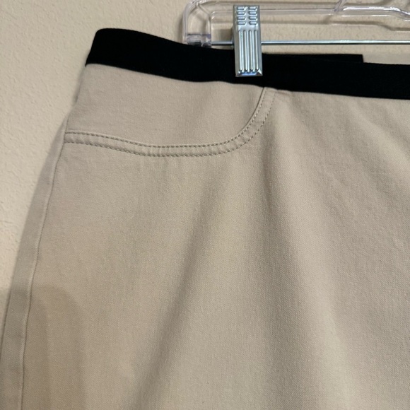 Lafayette 148 Brown Pants Size 16-18 Black Waistband Flat Front Pull On - Picture 6 of 15